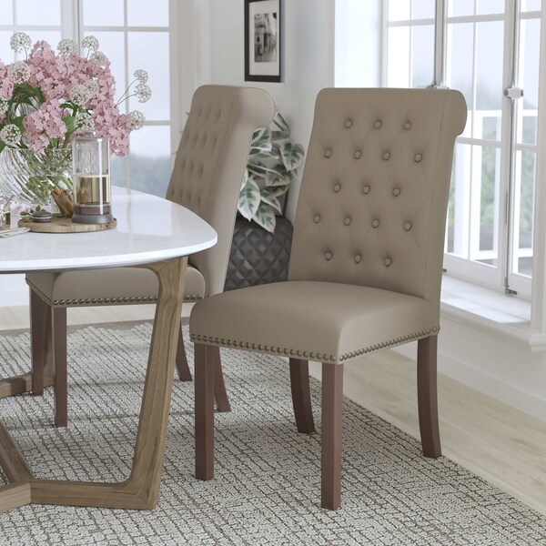 Flash Furniture Midcentury Parsons Chair, 18.5 W 27-1/2" L 39.75 H, Leather Seat BT-P-BG-LEA-GG - main